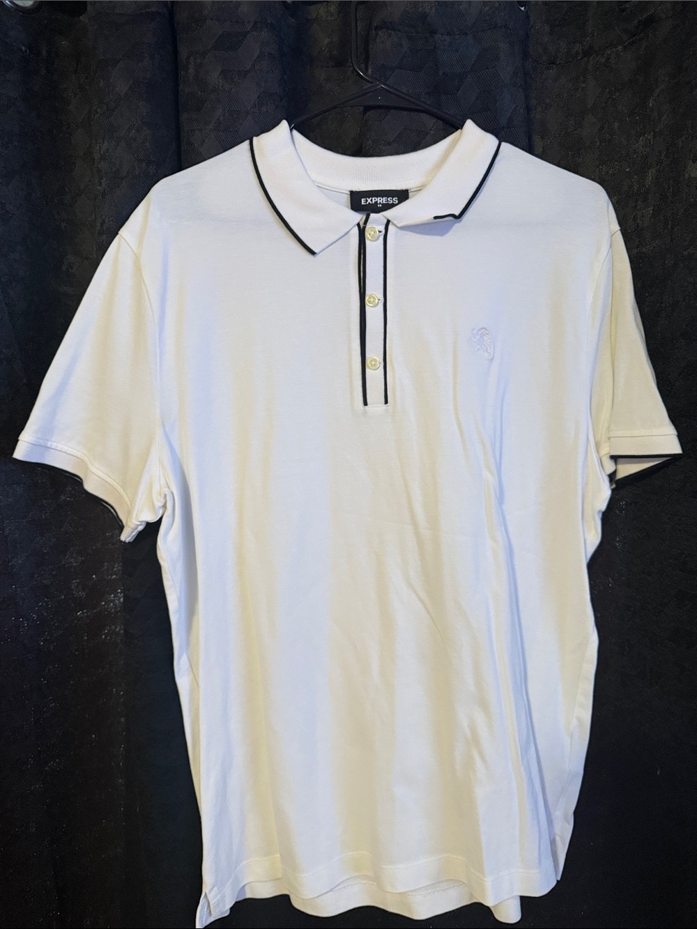 Express Men’s White Polo with Black Contrast Trim